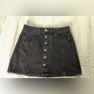 American Eagle Outfitters Charcoal Button-Front Mini Skirt